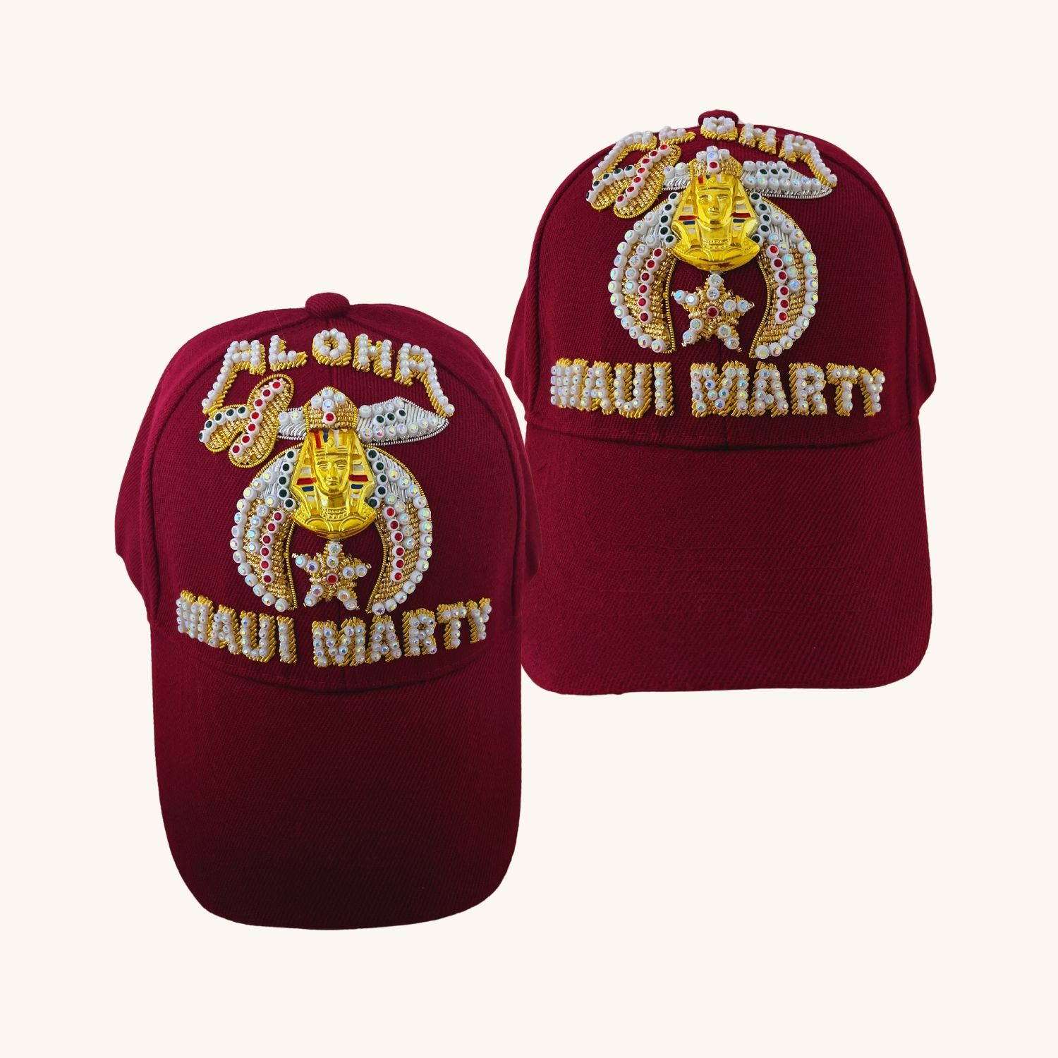 Masonic Shriners Baseball Cap – Custom Temple Name with Side Emblems