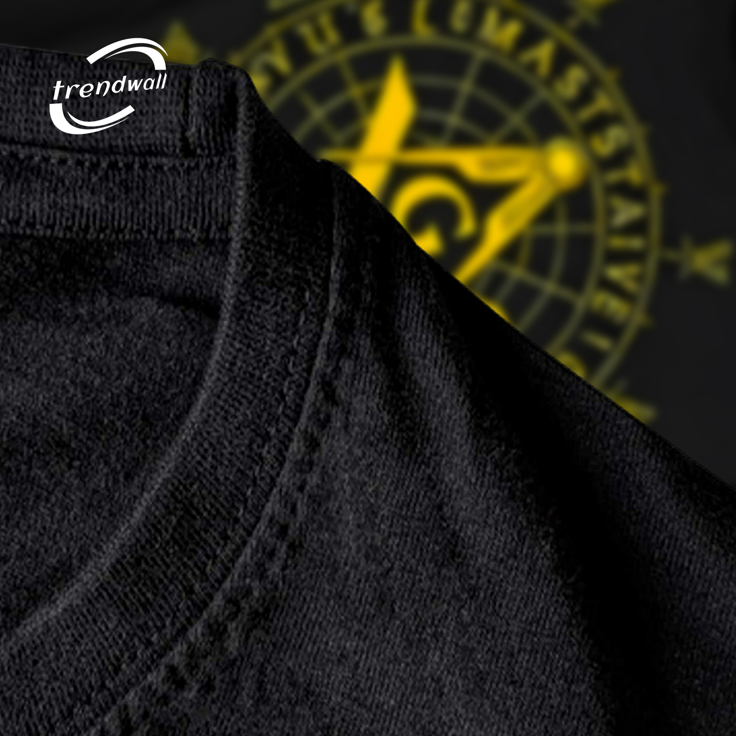 Blue Masonic T-Shirt – Yellow Square & Compass Symbol Design for Men