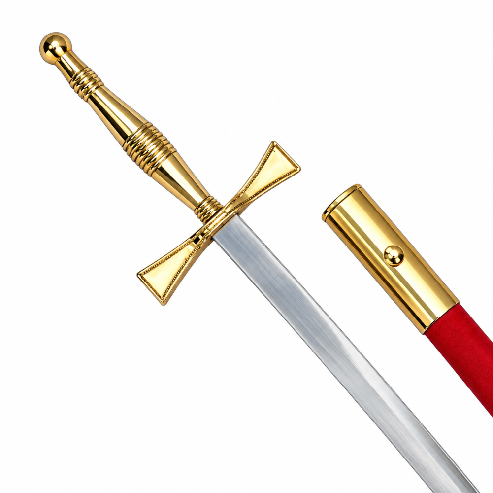 Masonic Sword - Gold Hilt with Red Scabbard