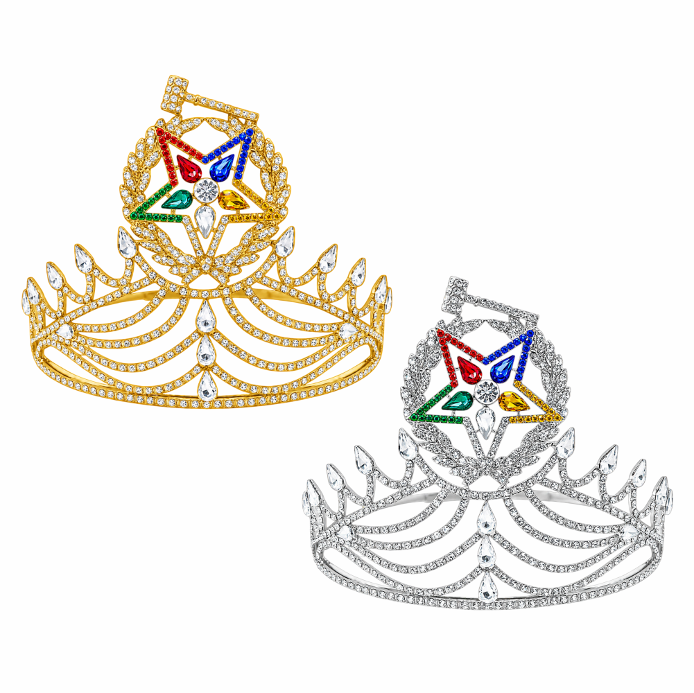 Masonic OES Grand Matron Crown + Gavel & Wreath – Gold or Rhodium