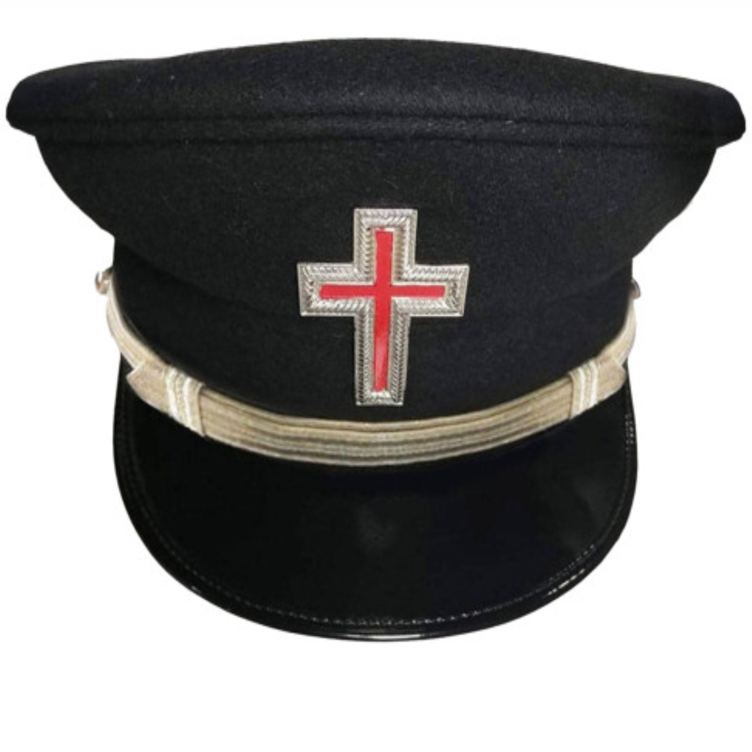 SIR KNIGHT Knights Templar Commandery Fatigue Cap with Silver Vinework