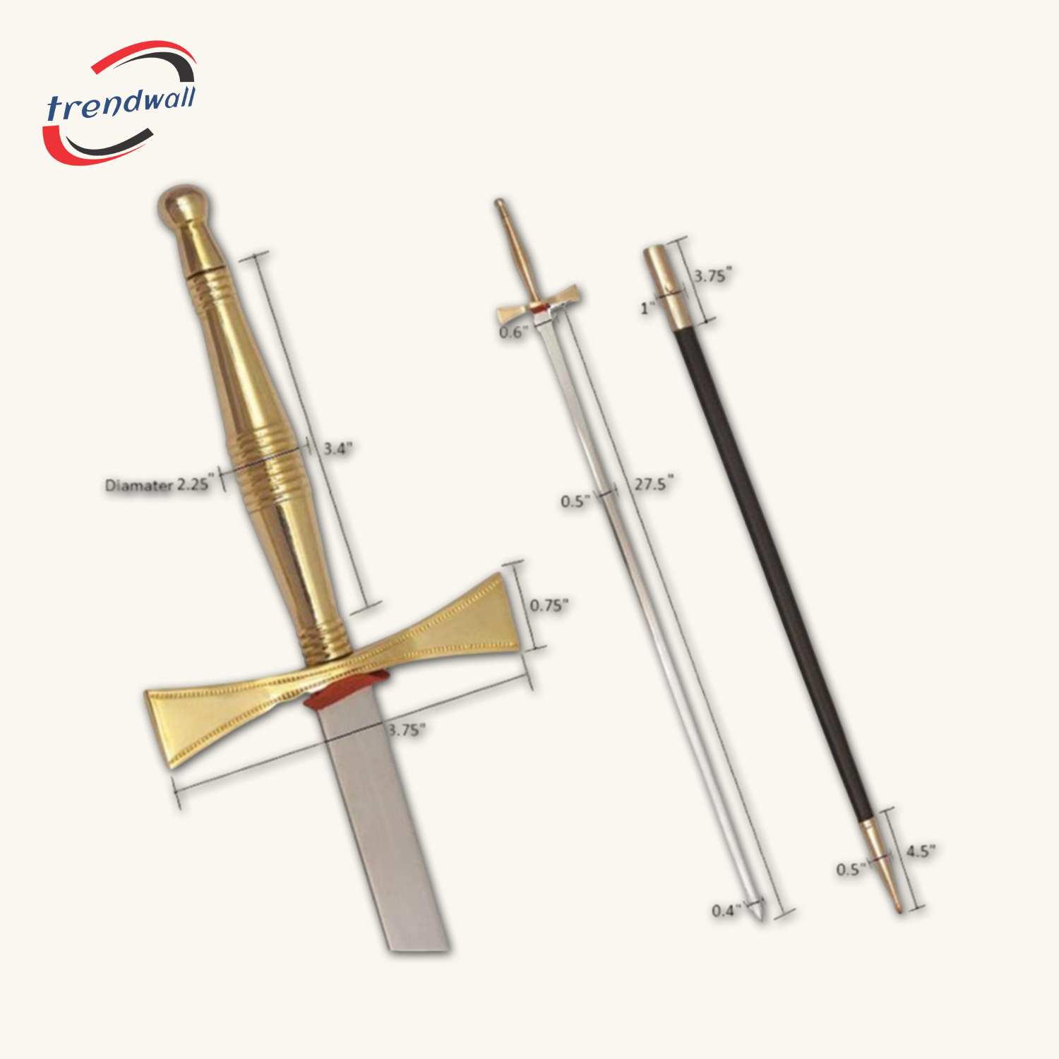 Masonic Sword - Gold Hilt with Black Scabbard