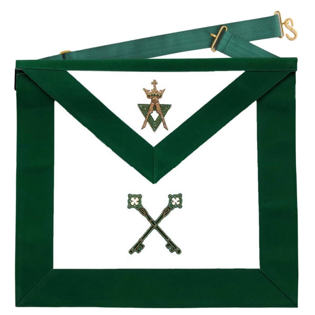 Treasurer Allied Masonic Degrees Apron Green Velvet in premium Quality