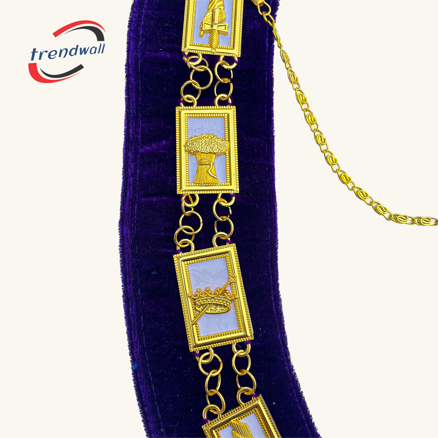 OES Chain Collar with White Backing in Purple Velvet 