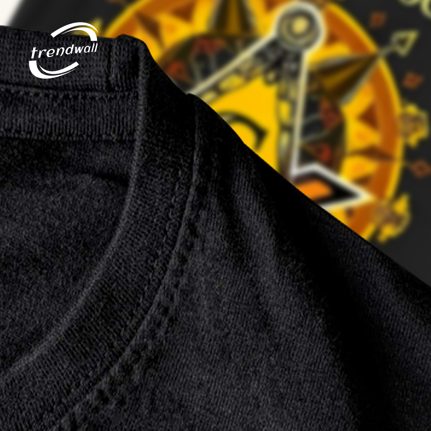 Black Masonic T-Shirt – Unique Square, ‘G’, and Text Symbol Design