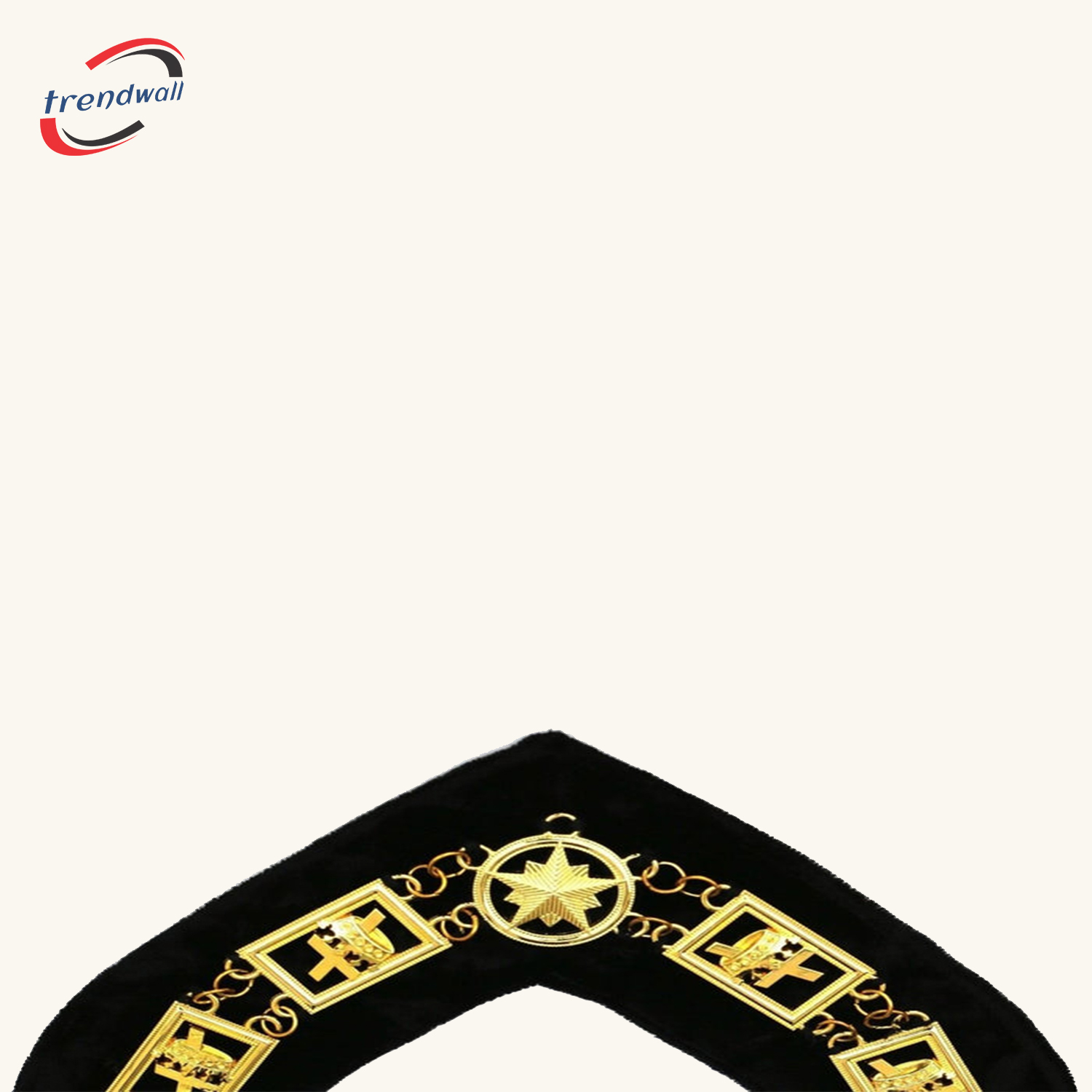 KNIGHTS TEMPLAR COMMANDERY CHAIN COLLAR - GOLD PLATED ON BLACK VELVET