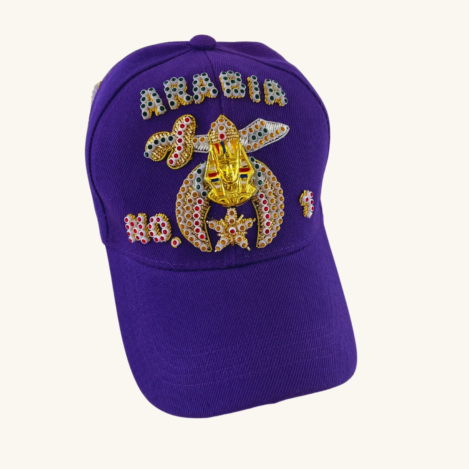 Masonic Shriners Baseball Cap – Custom (ARABIA) Temple Name With Side Emblems