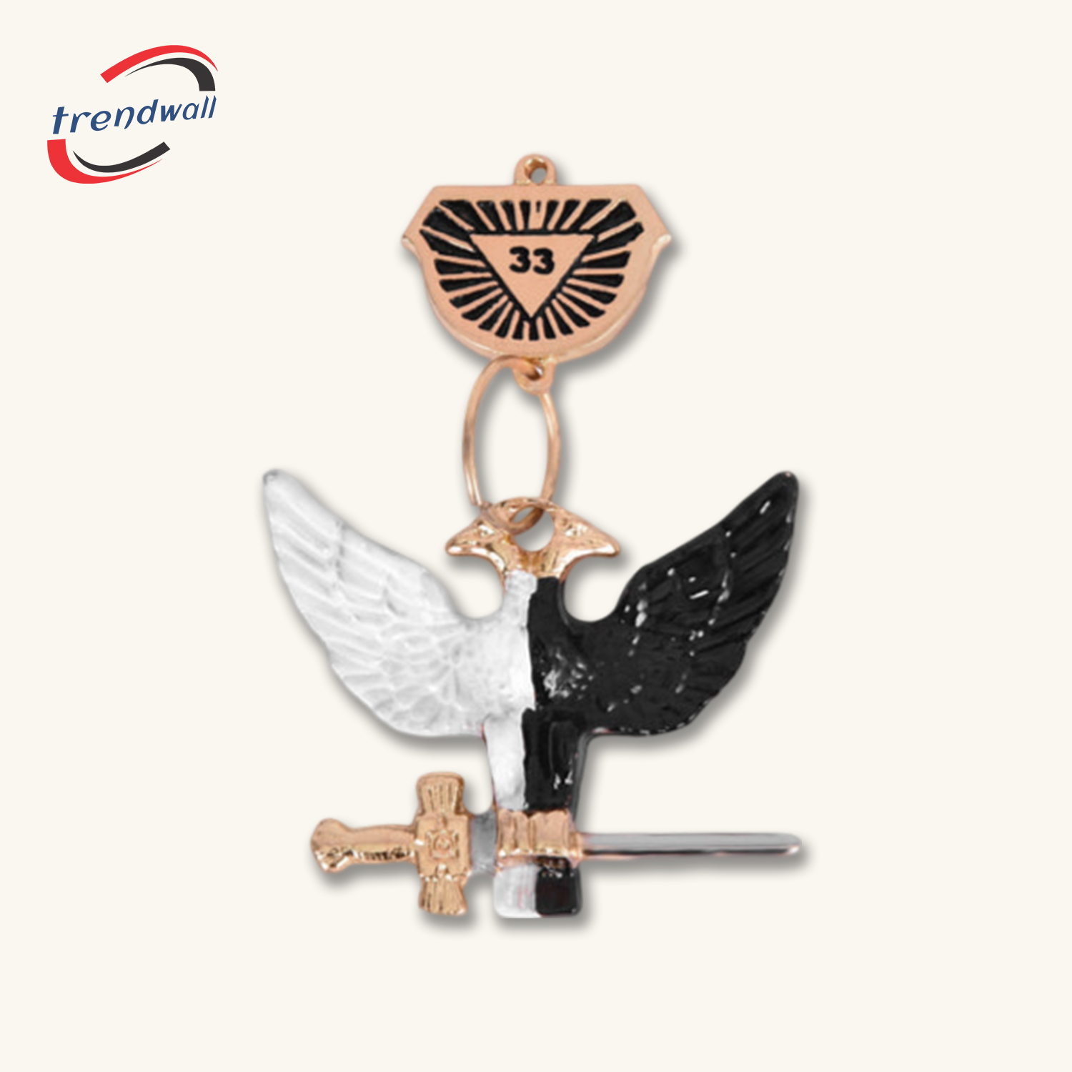 33rd Degree Scottish Rite Collar Jewel - Wings Up Rose Gold Plated 