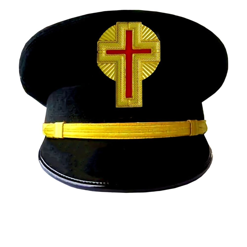 Past Commander Knights Templar Commandery Fatigue Cap, Red Cross with Rays