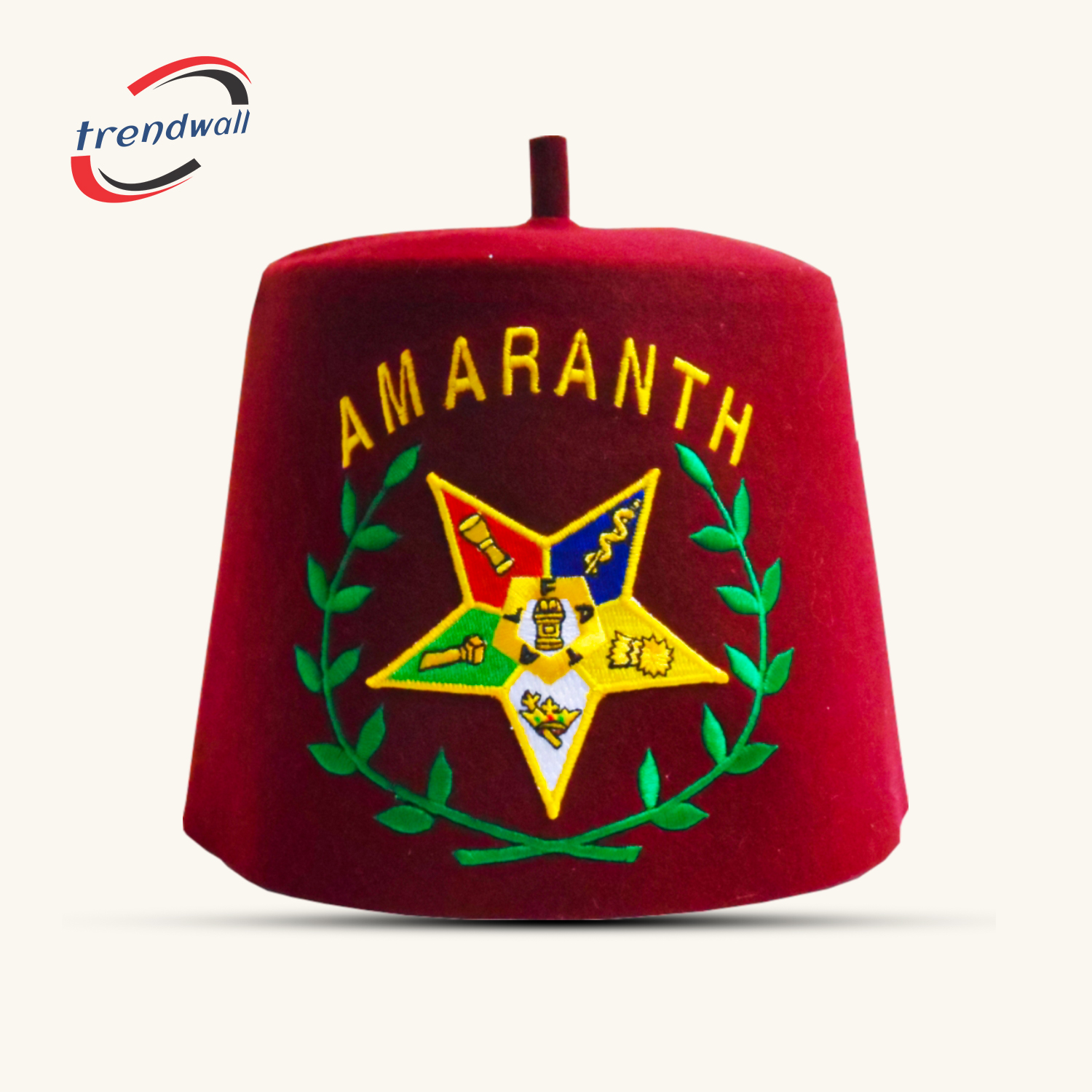 Amaranth Fez with Yellow Silk Embroidery & Handmade FATAL OES Star