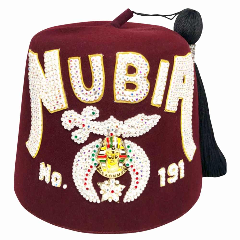 Masonic Custom Prince hall Shriner Fez - Quad And Double Row Jewel Fez
