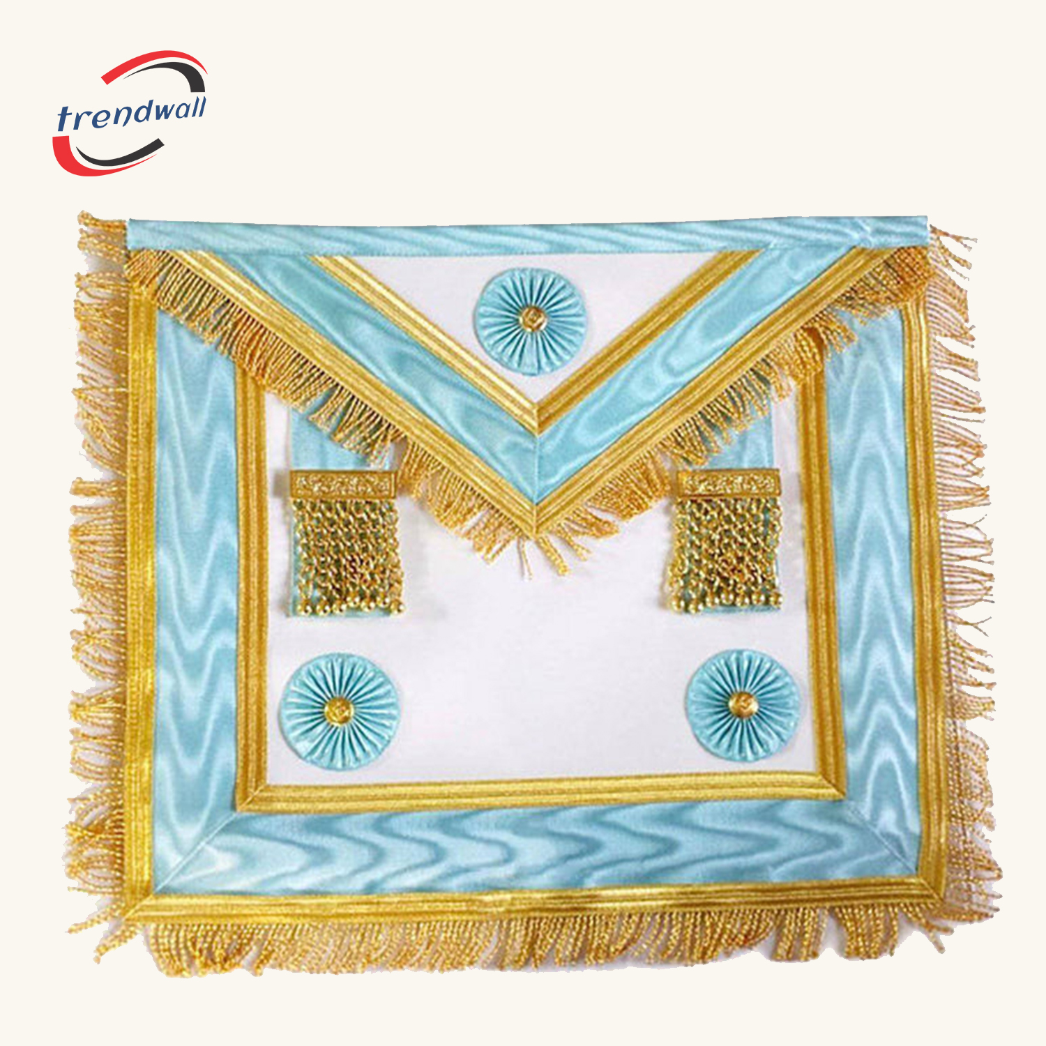 Master Mason Blue Lodge Canada Regulation Apron - Sky Blue + Rosettes