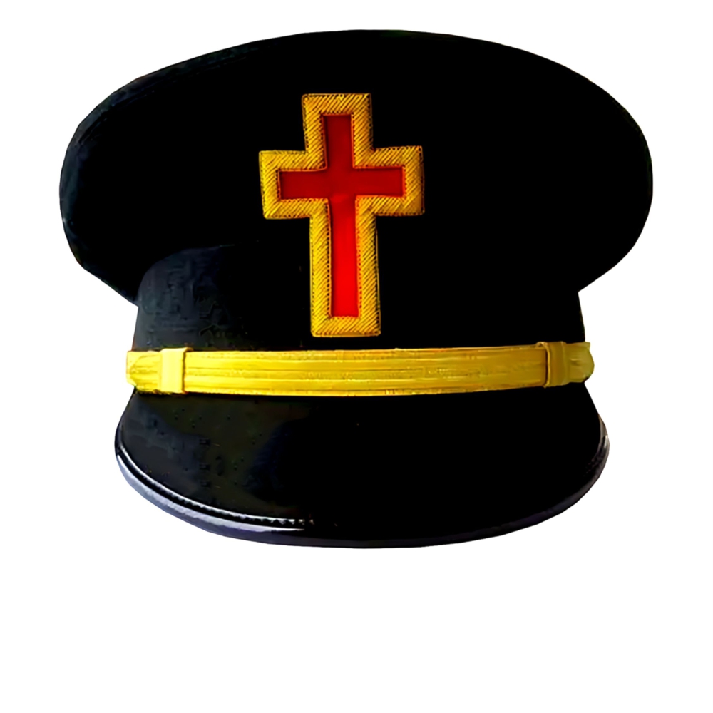 Past Commander Knights Templar Commandery Fatigue Cap, Red Cross with Rays