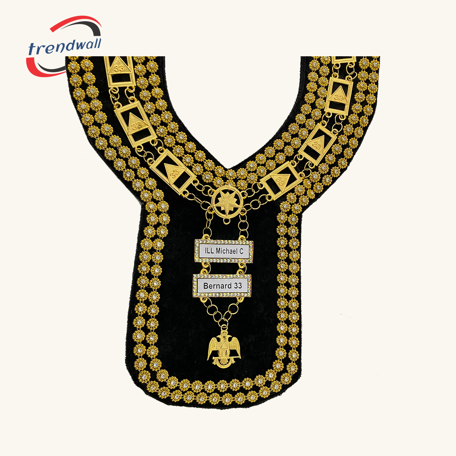 33rd Degree Chain Collar + Name Plates & Emblem New Style Chain Collar