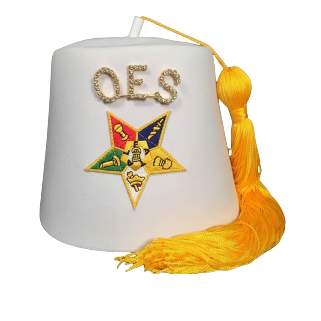 OES Plain Fez with Star & Rhinestone Pin