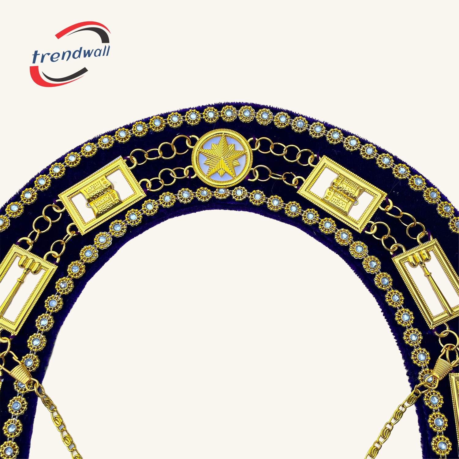 OES Chain Collar with White Backing in Purple Velvet 