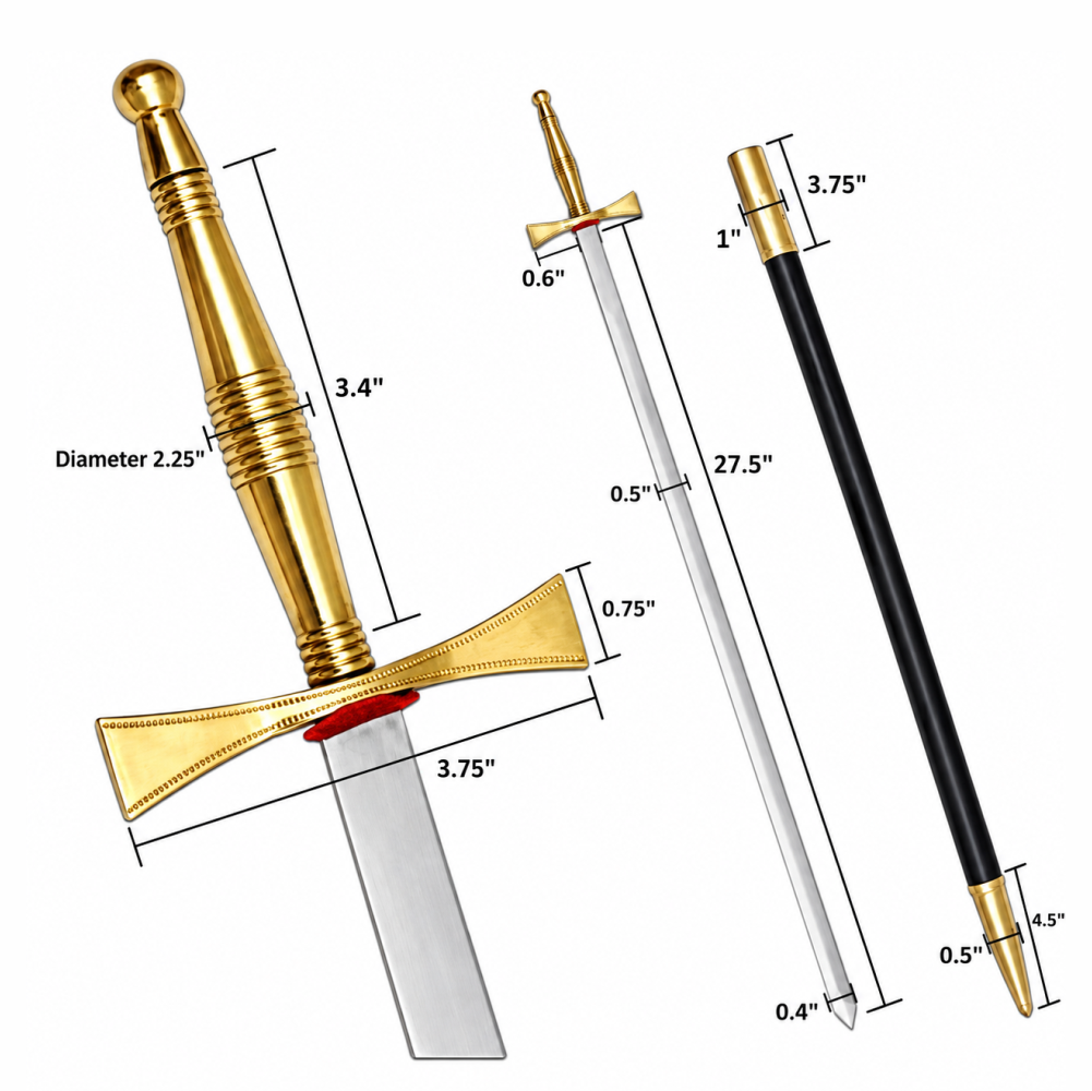 Masonic Sword - Gold Hilt with Black Scabbard