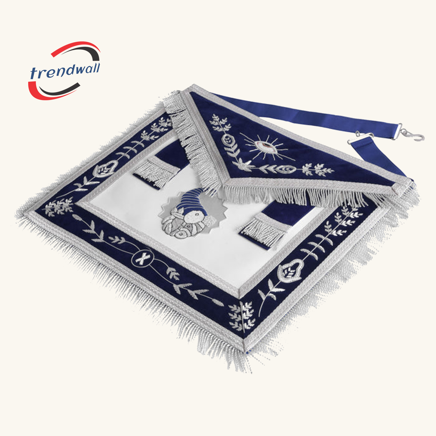 Junior Steward Blue Lodge Officer Apron - Navy Blue + Silver Side Tabs