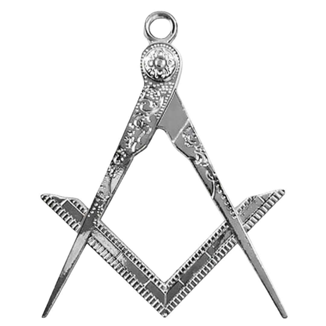 Master Mason Blue Lodge Collar Jewel - Square & Compass Silver Metal