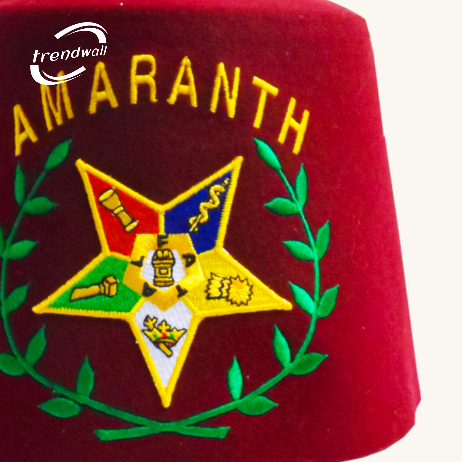 Amaranth Fez with Yellow Silk Embroidery & Handmade FATAL OES Star