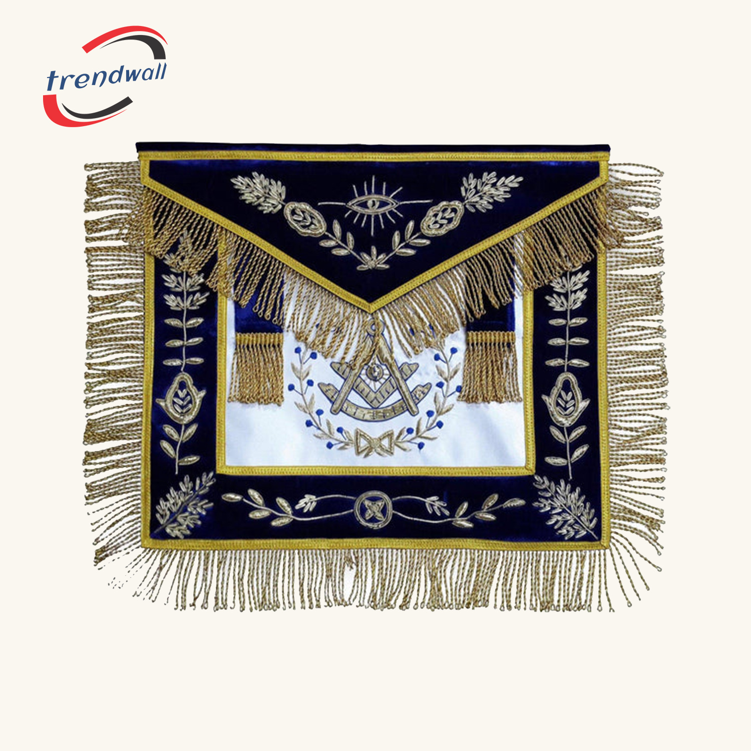 Past Master Blue Lodge Apron - Navy Blue Velvet with Side Tabs