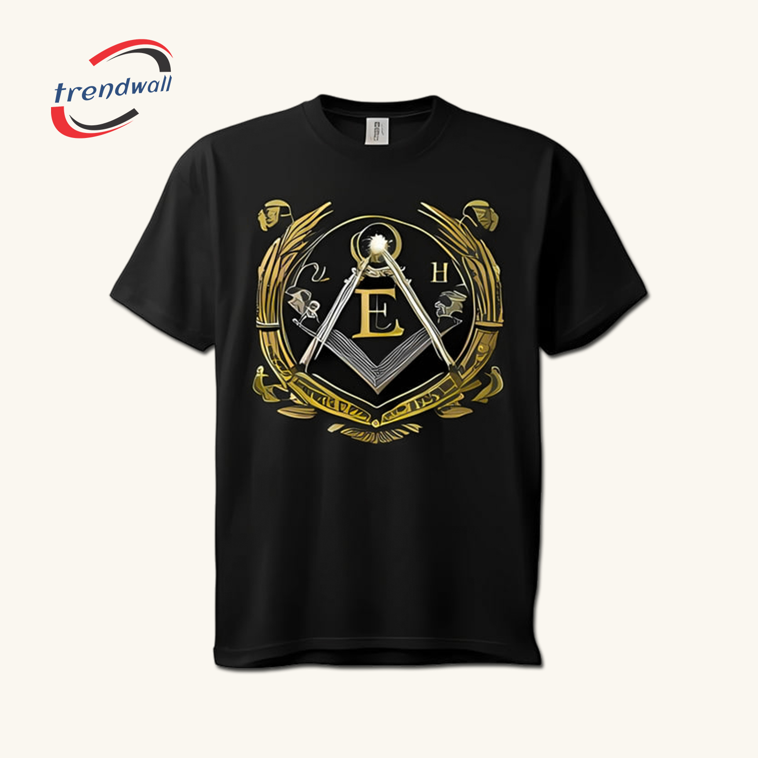 Masonic T-Shirt – Gold ‘E’ Letters & Masonic Symbol Design 