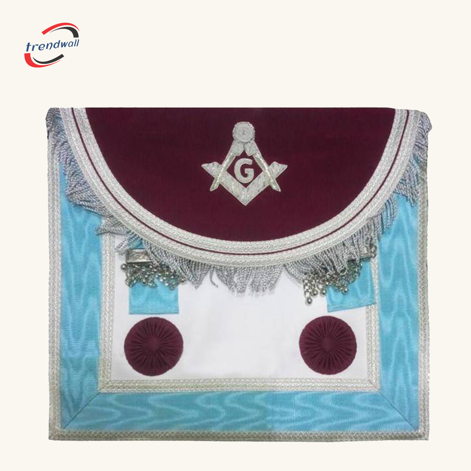 Master Mason Craft Scottish Regulation Apron - Brown & Sky Blue Moiré