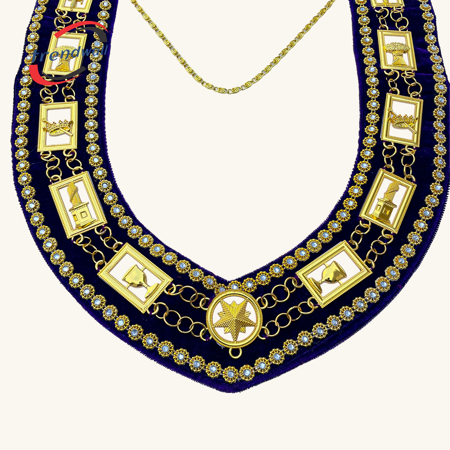 OES Chain Collar with White Backing in Purple Velvet 