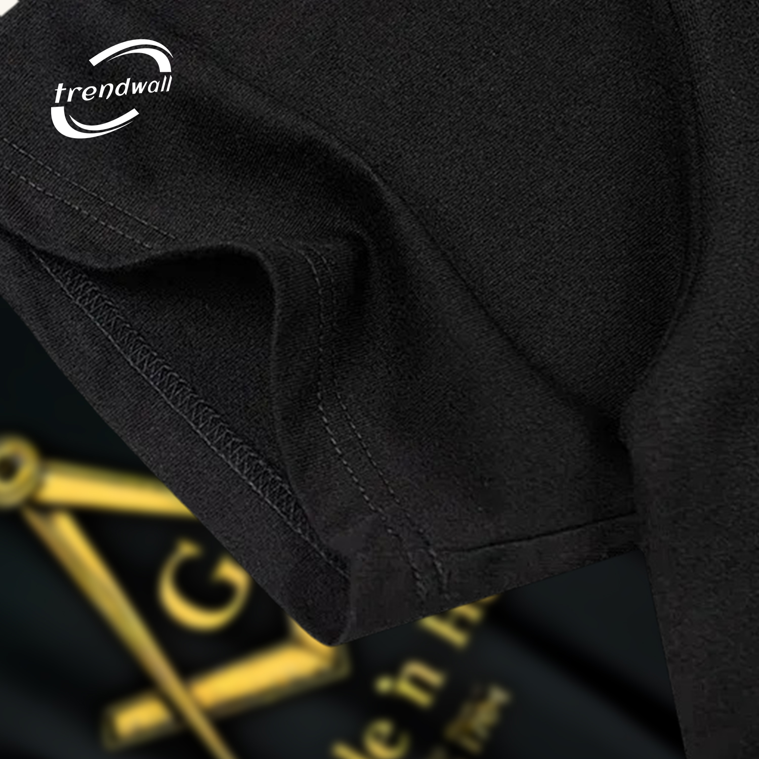 Black Masonic T-Shirt – Gold Compass & Square ‘Made in Hall’ Freemason Design