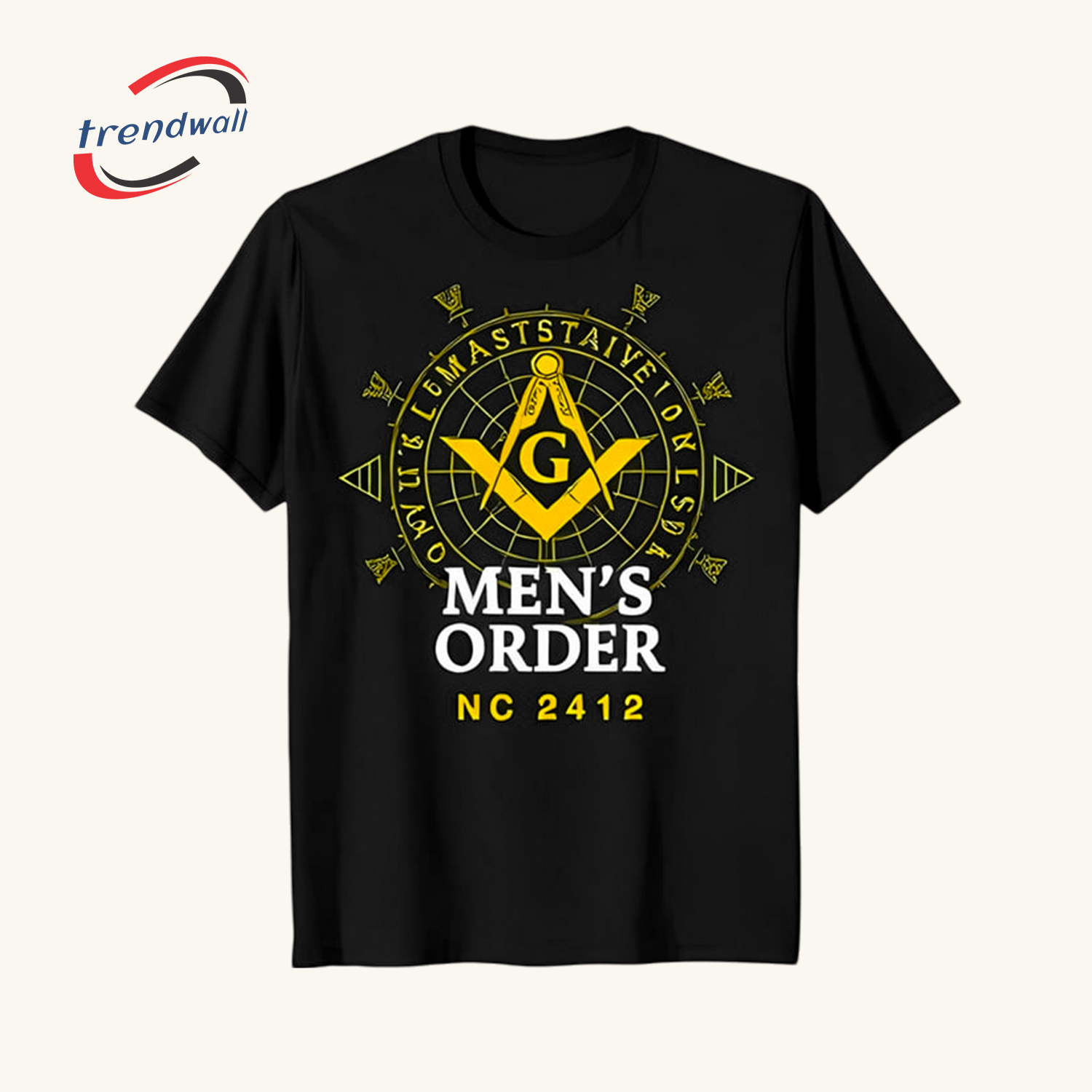 Blue Masonic T-Shirt – Yellow Square & Compass Symbol Design for Men