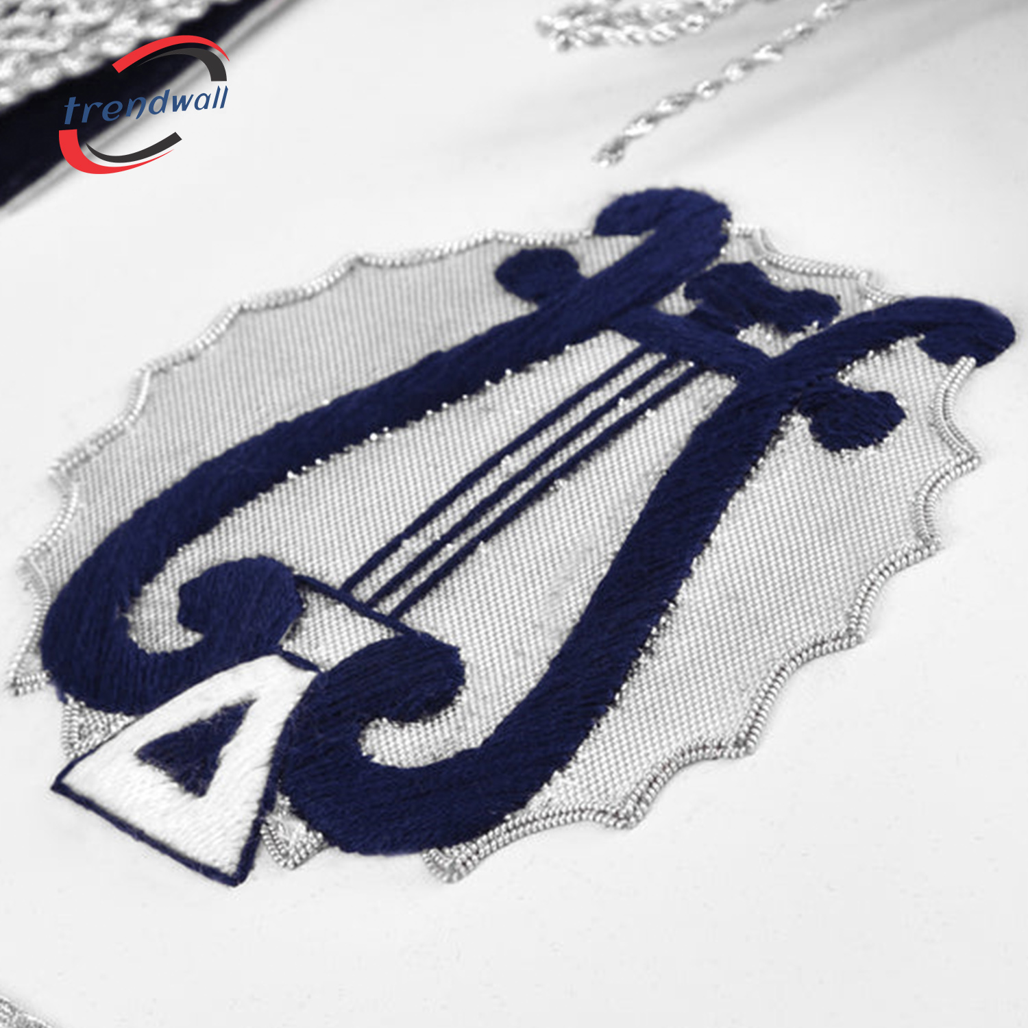 Organist Blue Lodge Officer Apron -With Silver Hand Embroidery Bullion