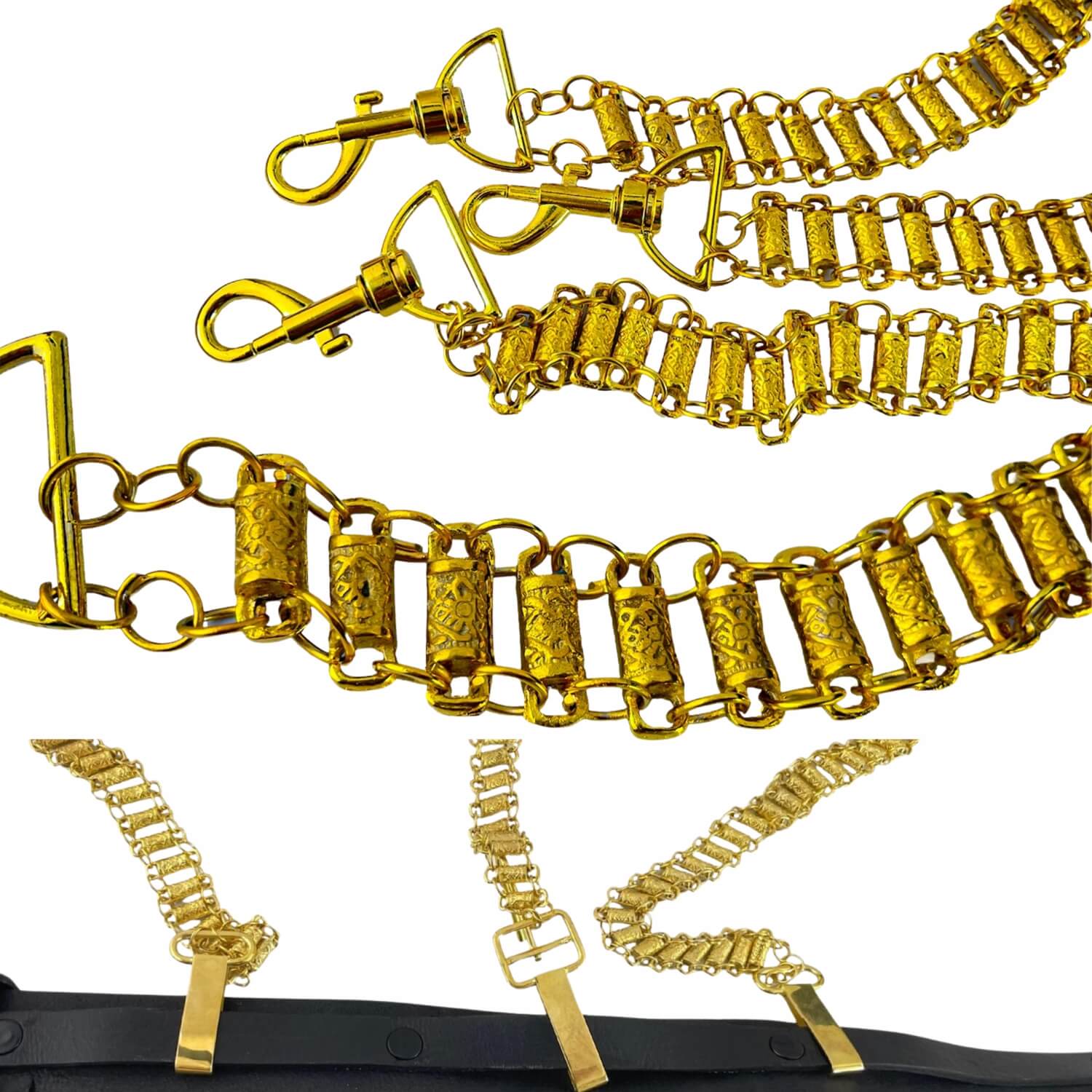 Masonic Knight Templar Belt Barrel Chains – Gold Tone Finish