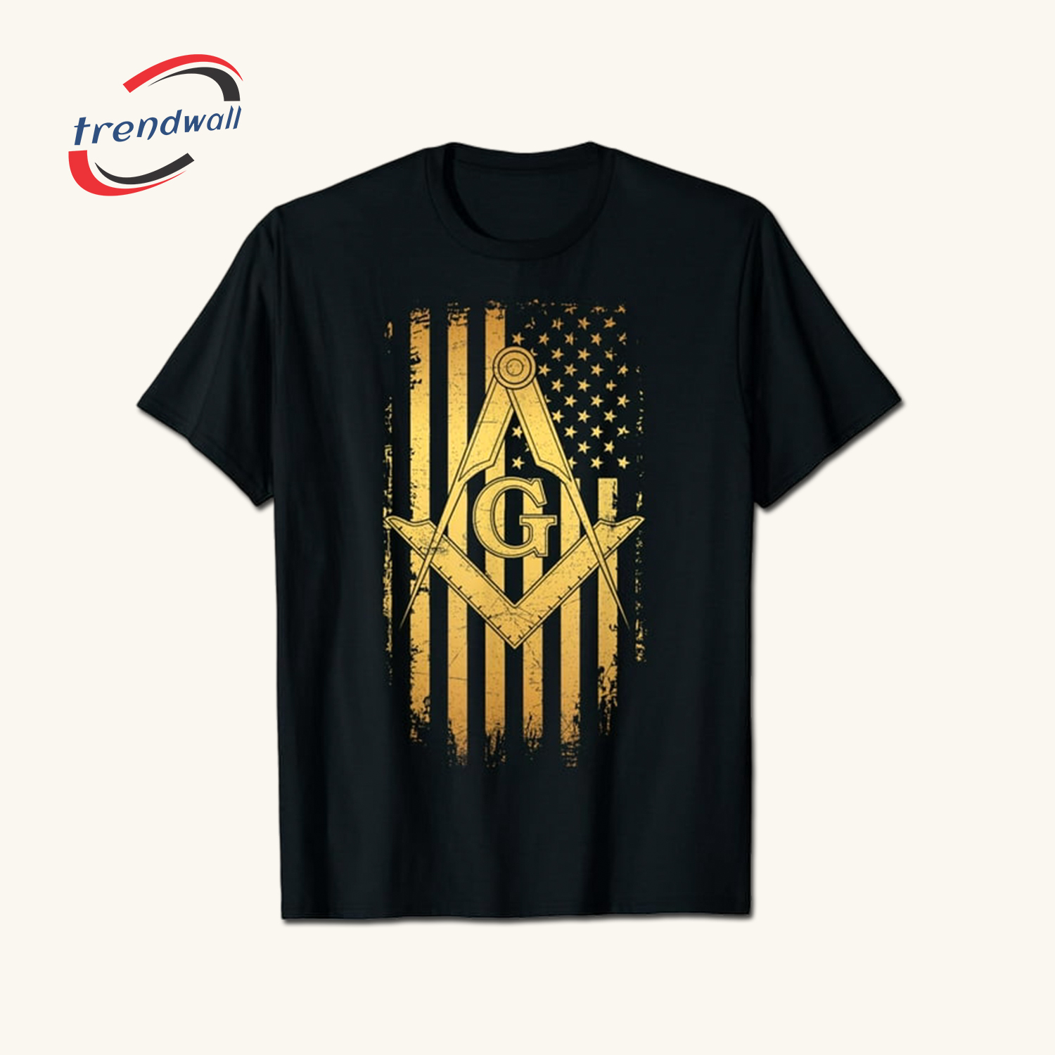 Masonic American Flag Square and Compass T-Shirt 