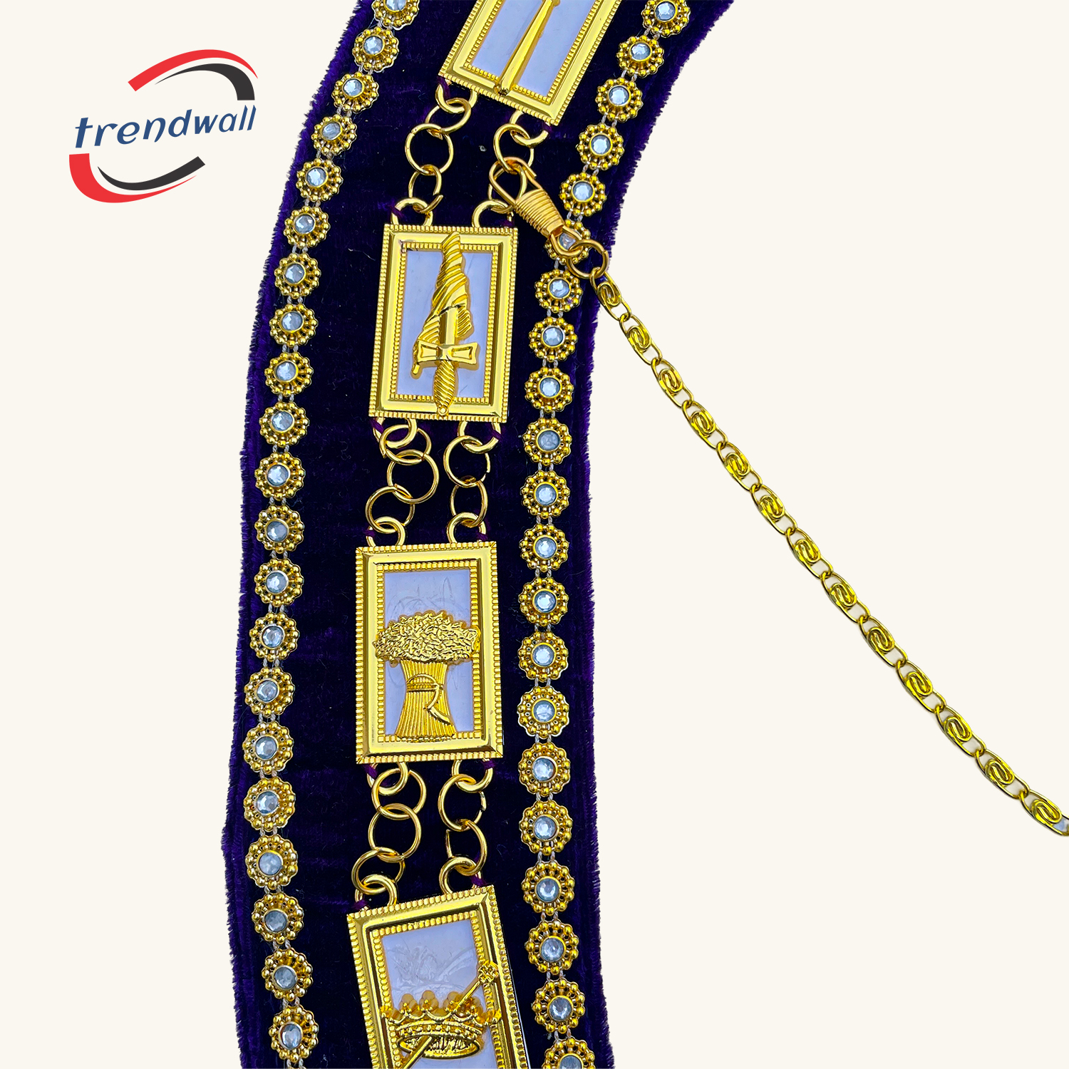 OES Chain Collar with White Backing in Purple Velvet 