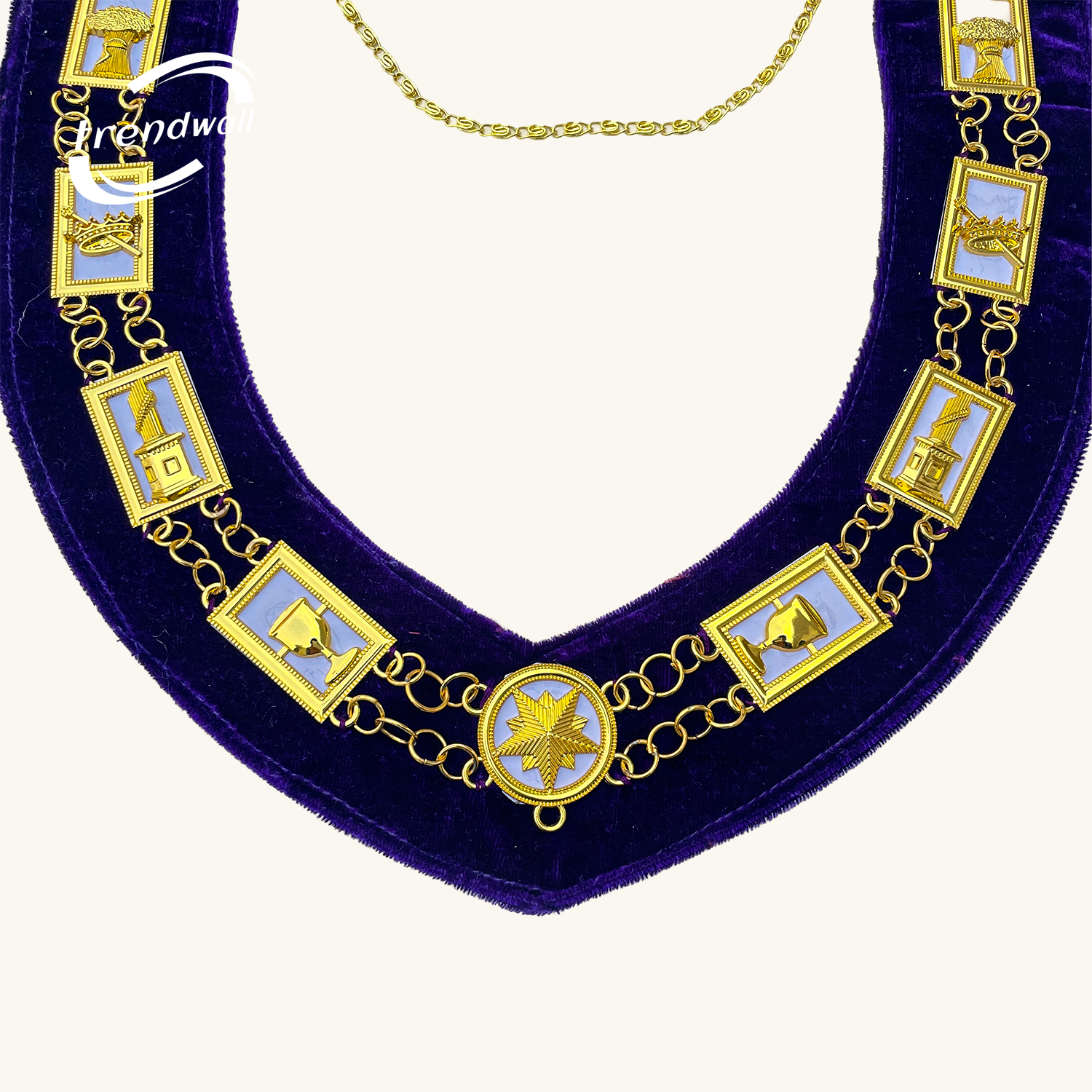 OES Chain Collar with White Backing in Purple Velvet 