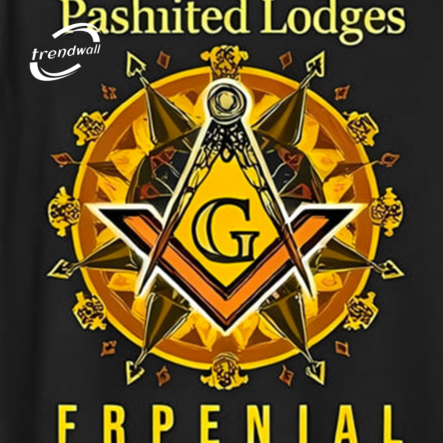 Black Masonic T-Shirt – Unique Square, ‘G’, and Text Symbol Design