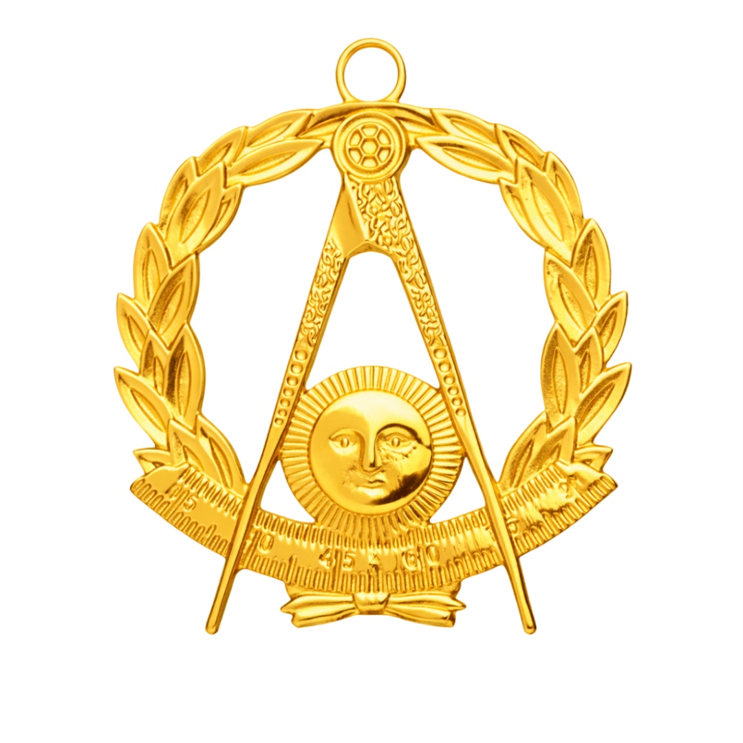 Grand Past Master Blue Lodge California Regulation Collar Jewel - Gold With Wreath