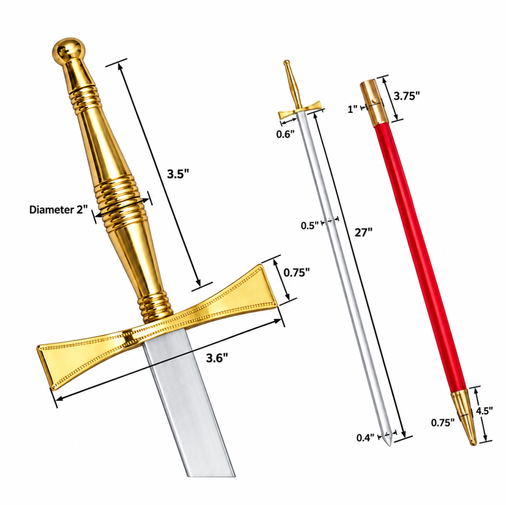 Masonic Sword - Gold Hilt with Red Scabbard