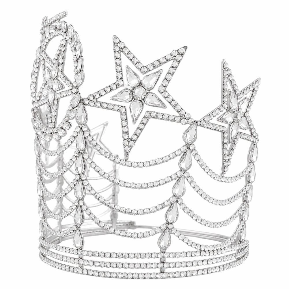 Clear Star Grand Crown Silver Tone