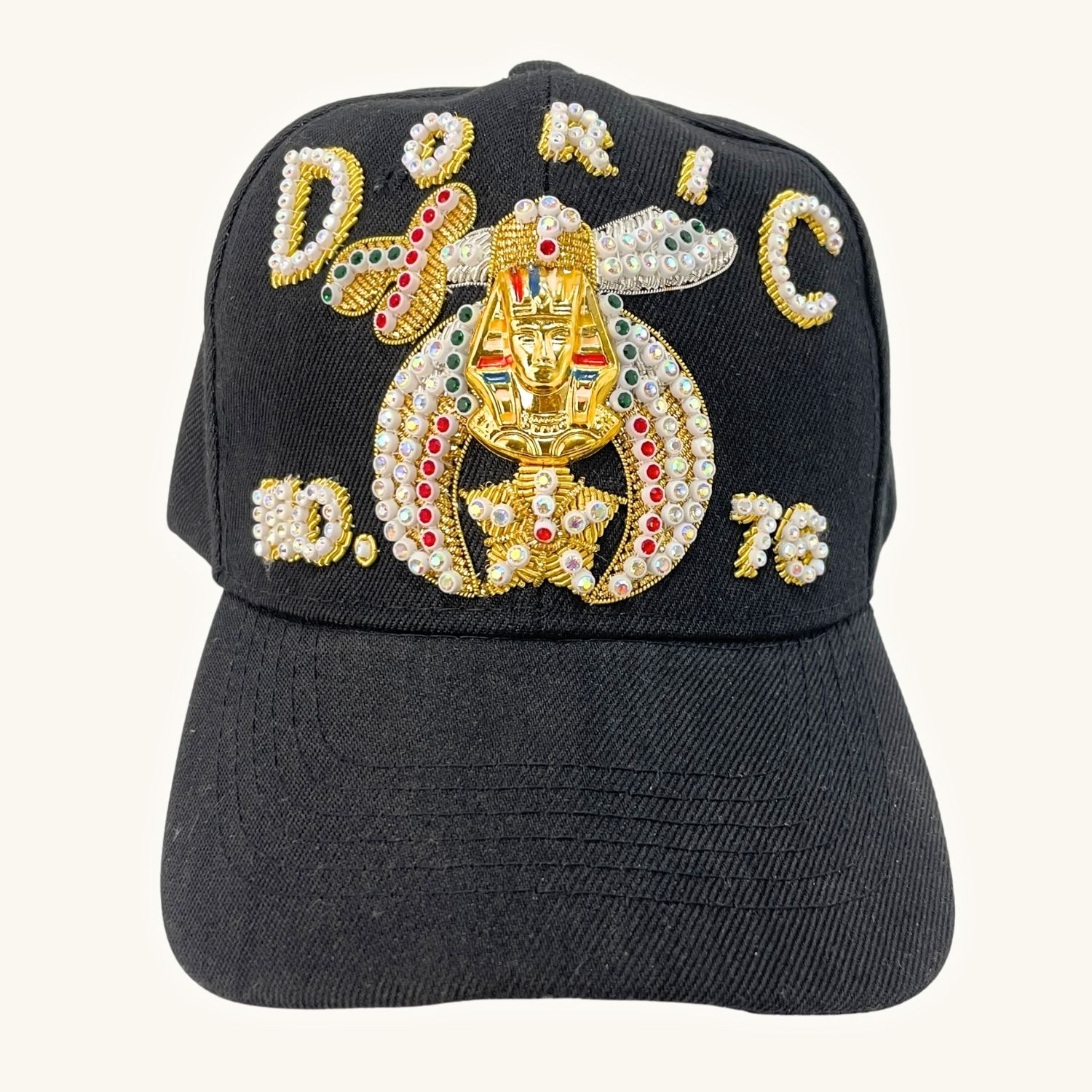 Masonic Black Shriner Baseball Cap – DORIC Embroidered Cap With Custom Temple Name