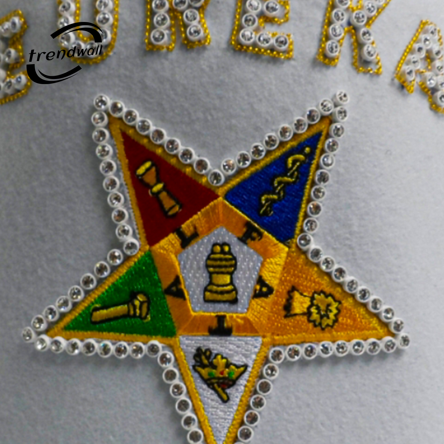 OES White Fez with Custom Lodge Name & Rhinestone Border with Star