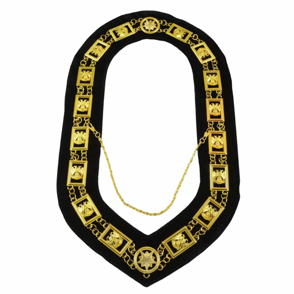 32nd Degree Scottish Rite Open Wings Chain Collar with Black Velvet