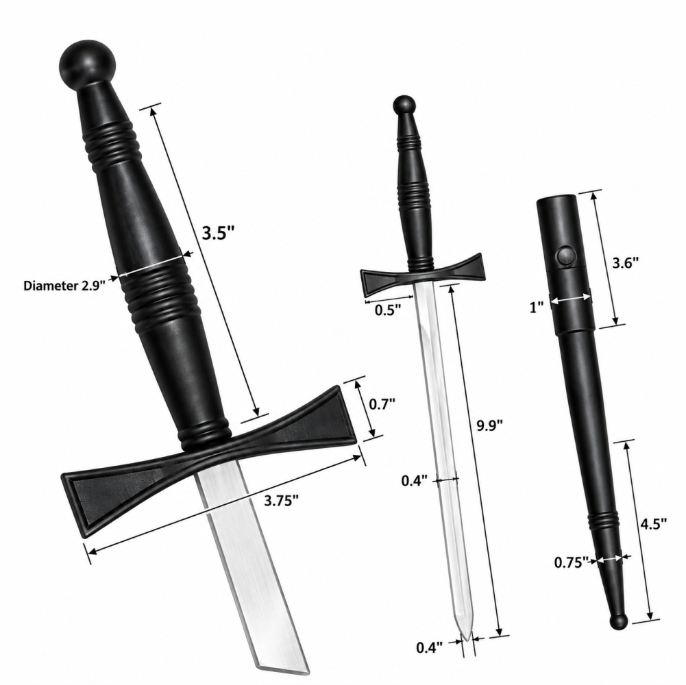 Masonic Dagger - Black Hilt with Black Scabbard
