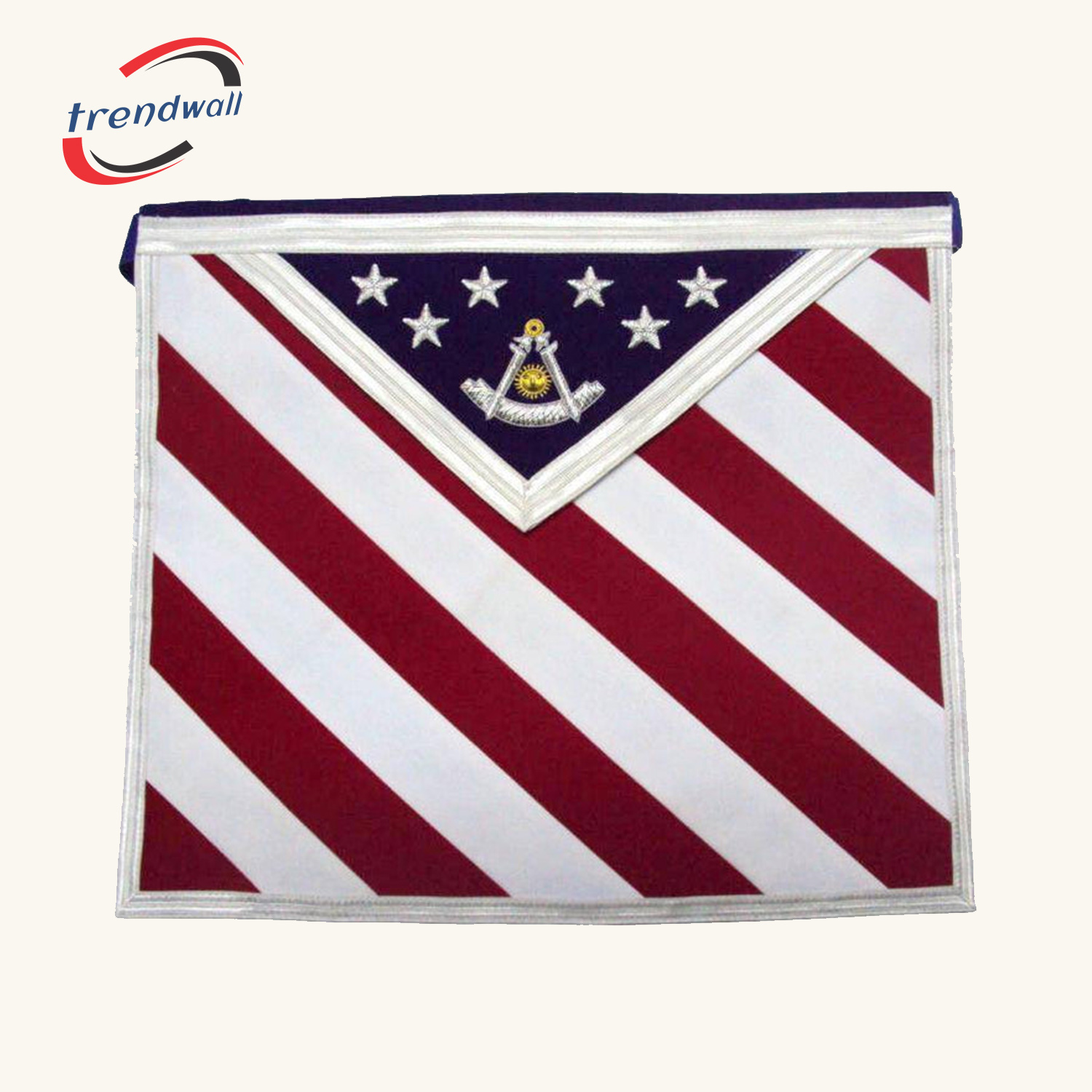 Past Master Blue Lodge Apron - US Flag White, Red & Blue Velvet