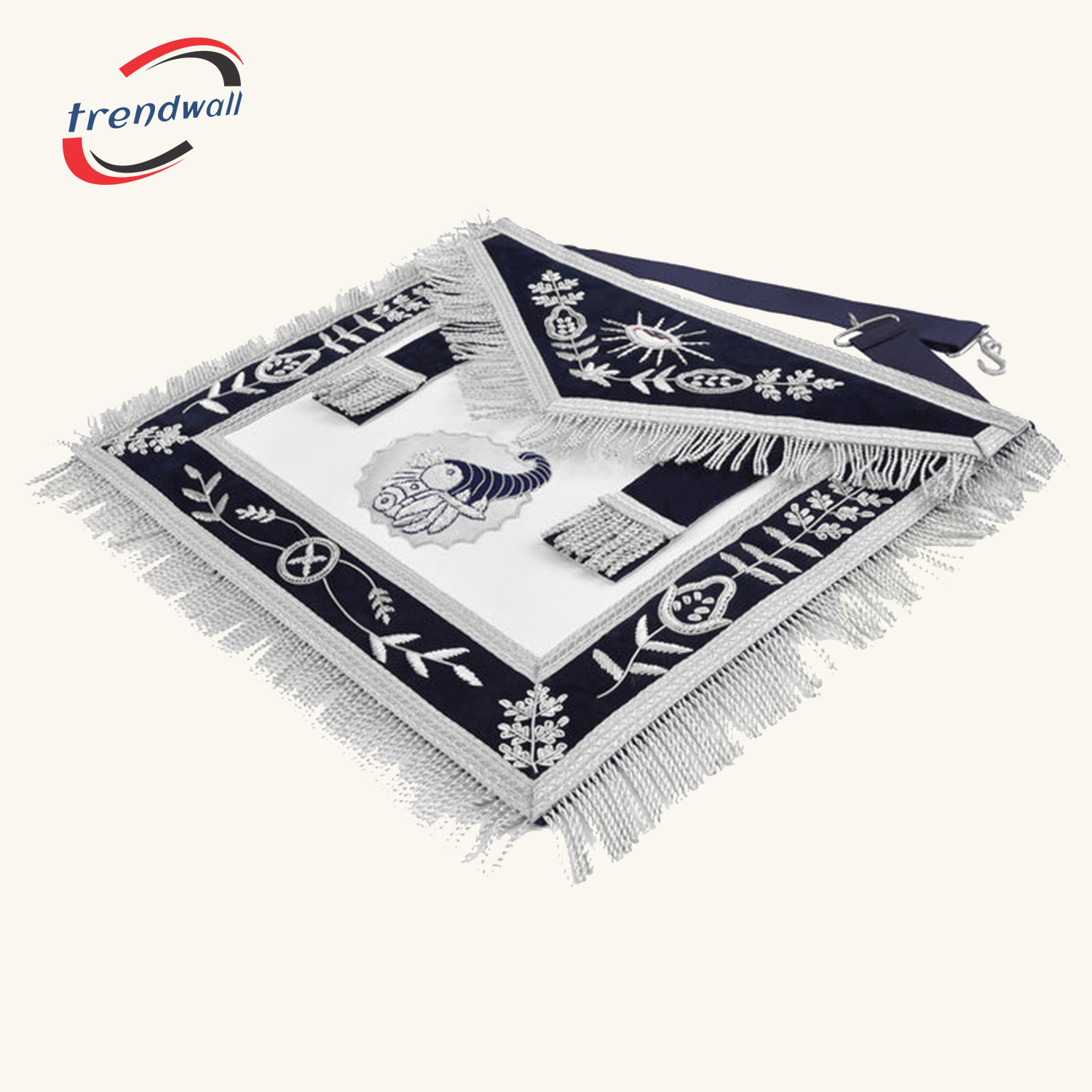  Junior Steward Blue Lodge Officer Apron - Dark Blue + Hand Embroidery