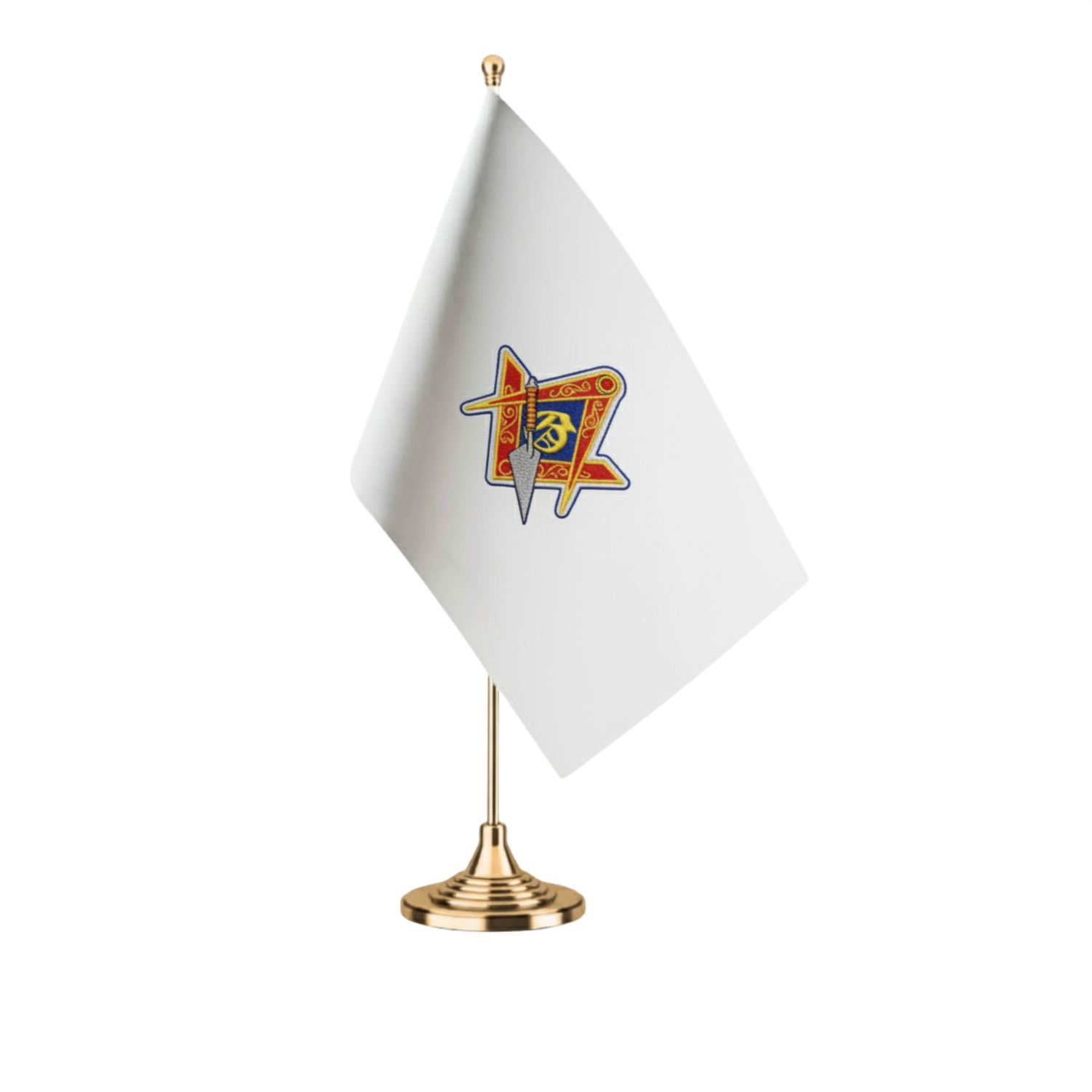 Masonic Compass with Trowel Symbol Desk Flag