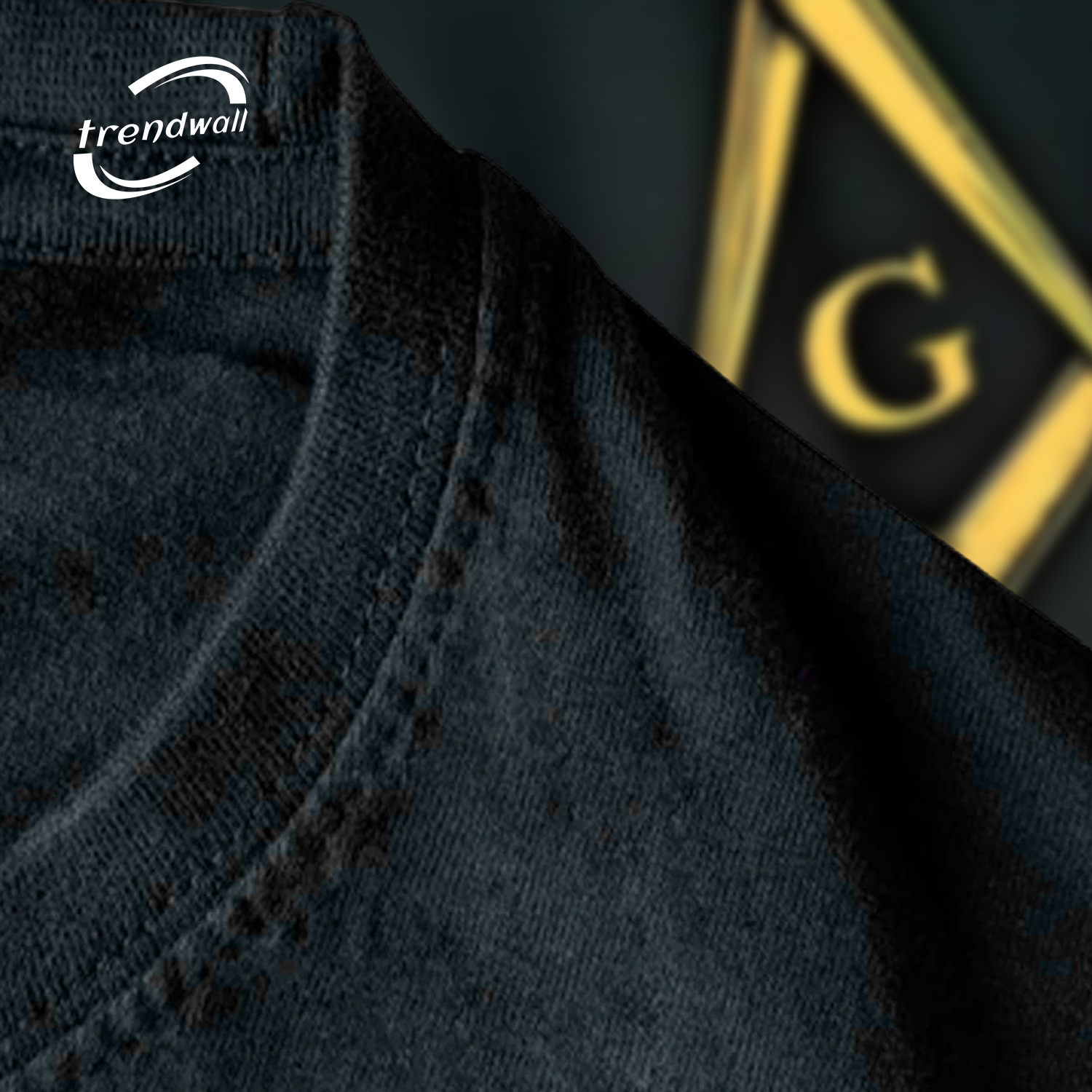 Masonic Black T-Shirt – Gold Compass & Square Symbol for Freemasons