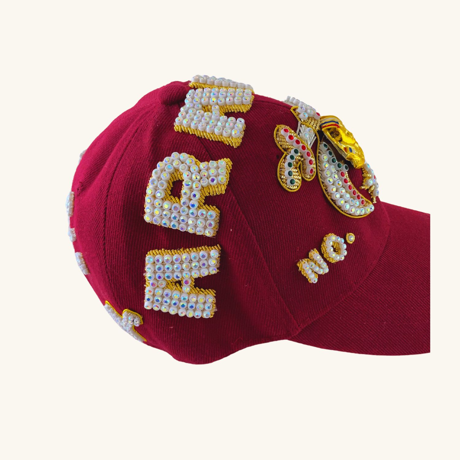 Masonic Shriners Baseball Cap – Triple Row Jewel Custom (ARABIA) Temple Name with Side Emblems