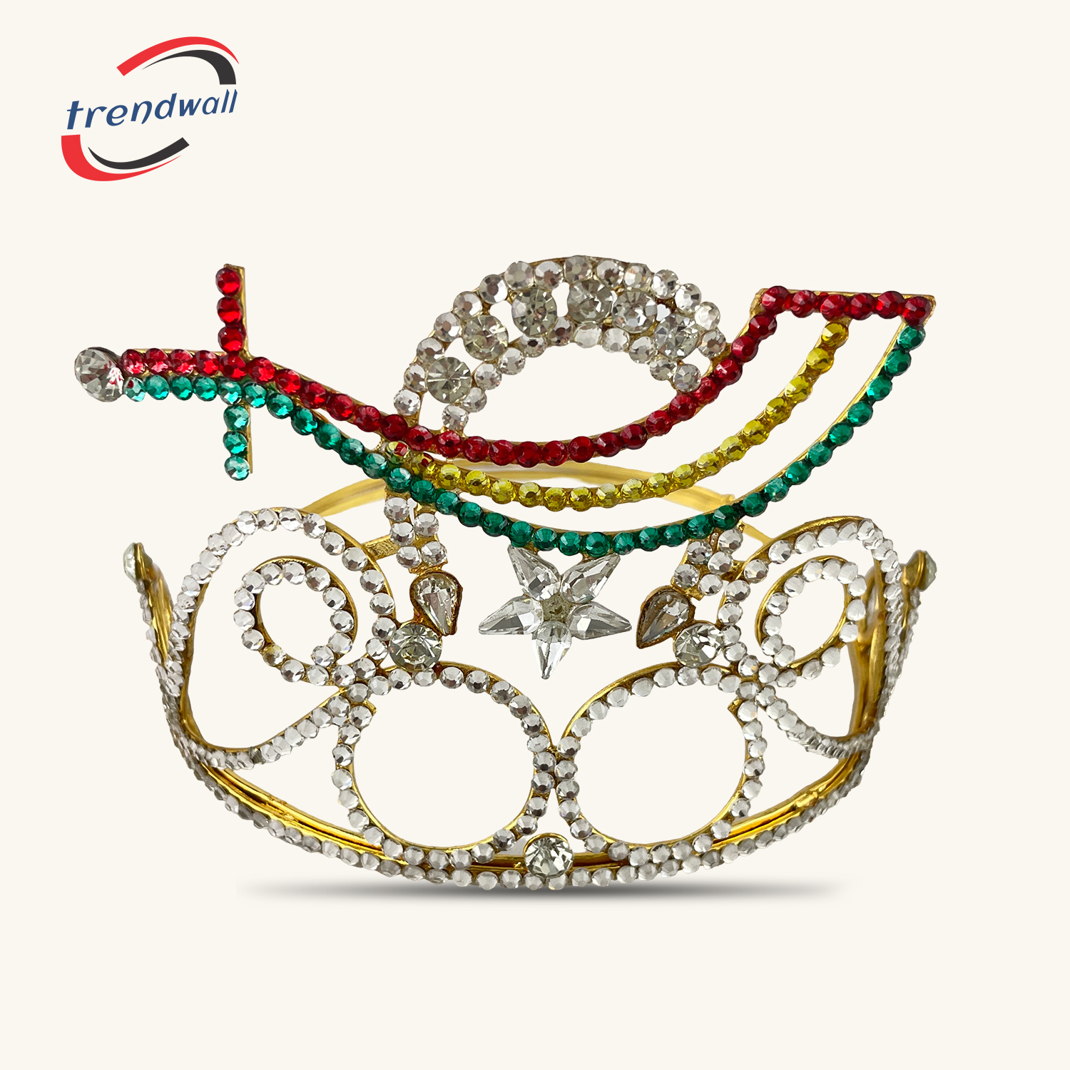  Masonic Shriners Crown with Tri-Color Emblem - Gold Tone Adjustable