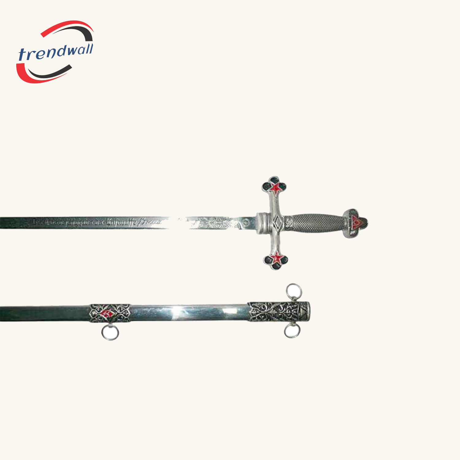 FELLOWCRAFT BLUE LODGE SWORD - SQUARE COMPASS OFFICER RED STAR